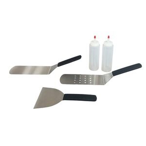 Griddle Tool Set Silver Black Stainless Steel 5 Piece - Kitchen Tools